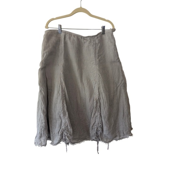 Eileen Fisher Dresses & Skirts - Eileen Fisher Grey Italian Linen Midi Skirt Drawstring Hem Size M